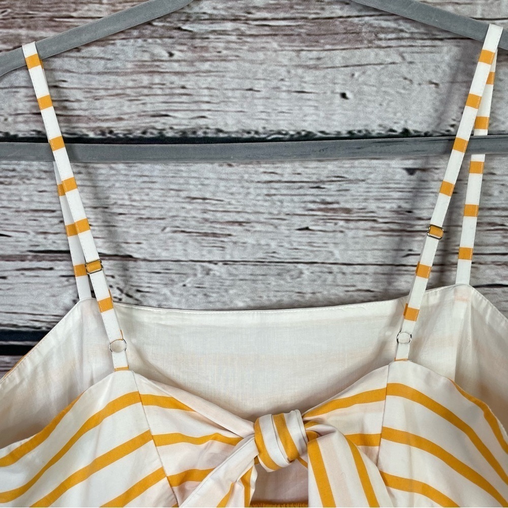 🏷️NWT J. Crew Factory Strappy Tie-Back Mini Dress Size 14 Marigold Stripe Sunny - Picture 8 of 16